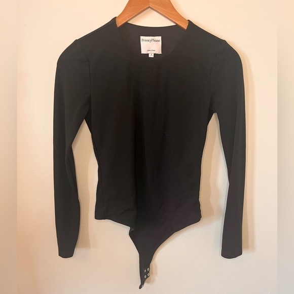 Privacy Please Long Sleeve Bodysuit Black Small - Picture 1 of 7
